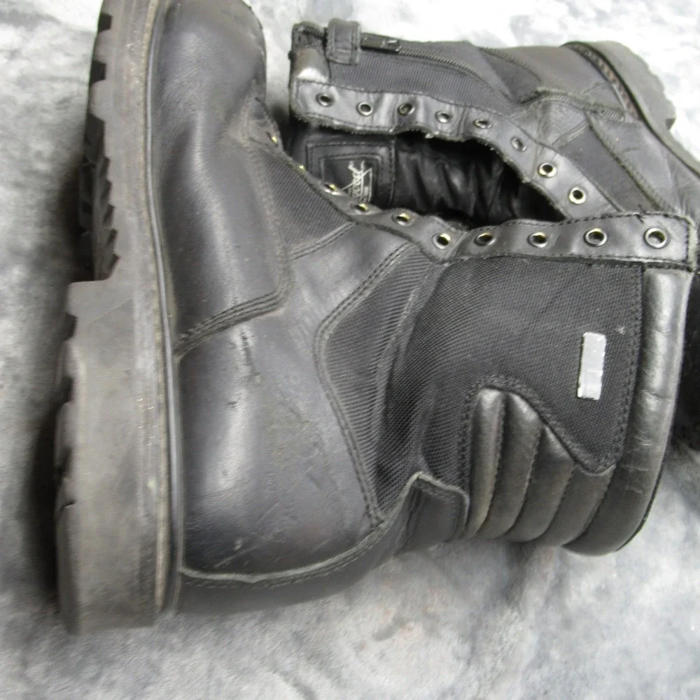 Thorogood Work Boots Mens‎ 13 W Black Leather Trooper Safety Toe EH PR Zip READ